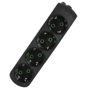 Касета Lezard Letitia 4 гнізда, із заземленням, чорна, 721В-0400-401