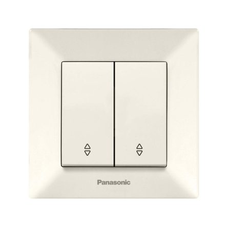 Выключатель двухклавишный проходной, Panasonic Arkedia Slim, крем, 00112BG - 1