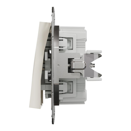 Выключатель двухклавишный самозажимной Schneider Electric ASFORA, кремовый, EPH0370123