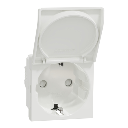 Розетка із заземленням, з кришкою, 16А Schneider Electric UNIСA New, білий, NU303718TA - 1