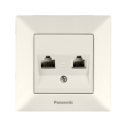 Розетка компьютерная RJ45 CAT5e + телефон RJ11 CAT3 Panasonic Arkedia Slim, крем, 04082BG