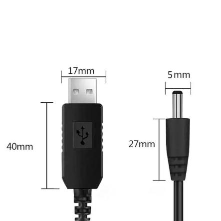Кабель для роутера USB от павербанка 12V, 5,5x2,1mm