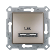Розетка USB 2,1А Schneider Electric ASFORA, бронза, EPH2700269