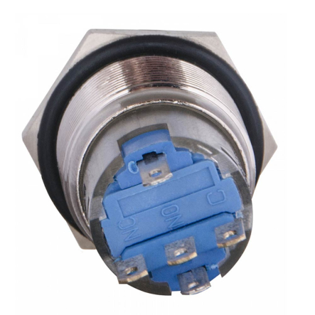 TYJ 19-271 Кнопка металлическая, АСКО-УКРЕМ, A0140010113, плоская с подсветкой 1NO+1NC, зеленая, 220V