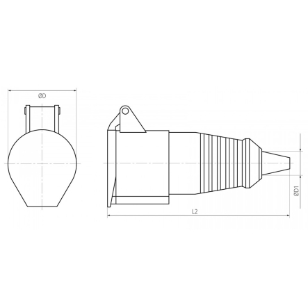 Розетка переносная TAKEL 213, 16А, 220В, 2P+E, IP44, 503202