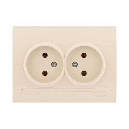 Розетка Lezard DERIY двойная без заземления, крем, 702-0303-128 - 1
