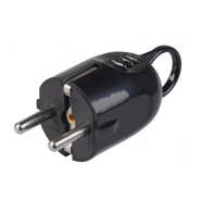 Вилка разборная угловая, 2P+PE, с кольцом 16А, черная, IEK, EVP12-16-01-K02