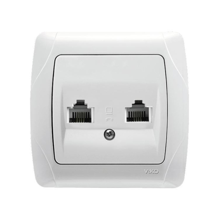 Розетка телефонная двойная VIKO CARMEN, 90561033, белый - 1