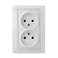 Розетка двойная, белая, без заземления АСКО-УКРЕМ, PB16/2-Fl-W