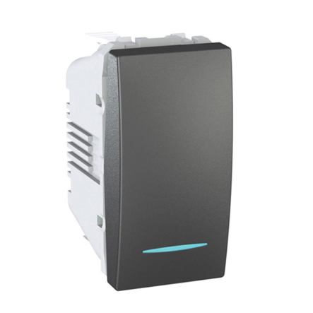 Выключатель одноклавишный с подсветкой, 1 модуль, графит, Schneider Electric Uniсa, MGU3.101.12N - 1