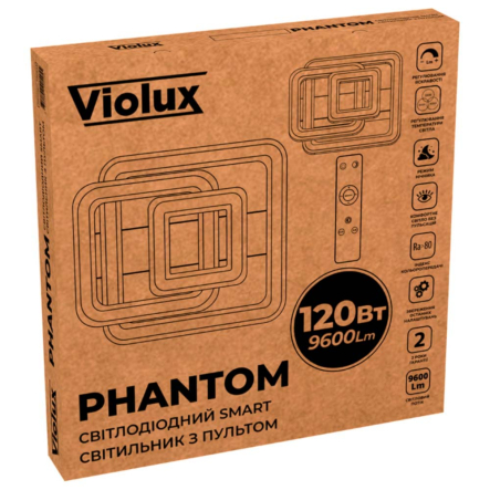 Светильник VIOLUX Smart PHANTOM, 120W, 3000-5000К, 9600Lm, 500 мм, квадрат, белый, 220545