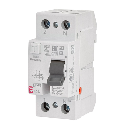 Дифференциальное реле ETIMAT EFI6-P2, 63А/30мА 2р (6кА), 2061253 - 1