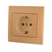 Розетка Lezard MIRA одинарна із заземленням, з захистом від дітей, Клен, 701-4747-124В