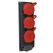 Колодка каучукова АСКО-УКРЕМ 3Р+PE із захисними кришками тримісна, 3х25А, IP44, A0250010015