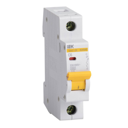 Автоматичний вимикач 1P, C6A, 4,5kА, UEC ВА47-29, MVA20-1-006-C-U - 1