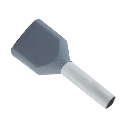 Наконечник втулковий TNSy 5500124, ТЕ 7508, з ізоляцією, для 2-х дротів, сірий (упак. - 100 шт.) - 1