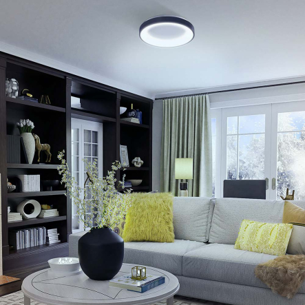 Светильник LED накладной VIDEX VLE-ERC-RGB-72B, 2700K-6000K, Ø450мм, чёрный, 28124