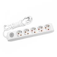 Удлинитель Viko 5 гнезд 5 м с заземлением и кнопкой Multi-Let Белый