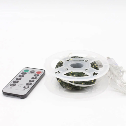 Гирлянда LED Роса от USB 100м, 1000LED + пульт, зелёный шнур, тёплый белый