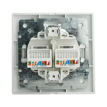 Розетка компьютерная, двойная, белая АСКО-УКРЕМ, РВcomсб-2-Fl-W