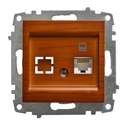 Розетка компьютерная EL-BI Zena САТ 6 (механизм), вишня, 609-012800-247 - 1