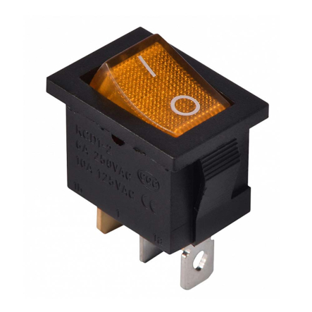 Переключатель 1 клав. желтый с подсветкой KCD1-2-101N YL/B, АСКО-УКРЕМ, A0140040055 - 1