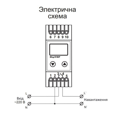 Реле напруги DigiTOP VP-16A, 16А, однофазне, цифрове - купити тут | ☎ (050) 456-56-13