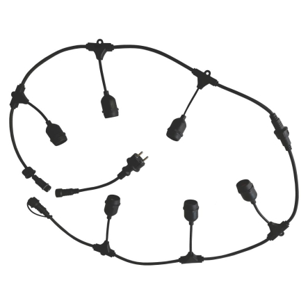 Светильник гирлянда из кабеля и цоколей VELMAX 5м, на подвесе 5шт, Е27, IP65, 21-55-15 - 1