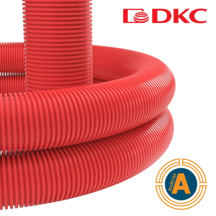 Труба гибкая ПЭ двухслойная д. 200/172 мм со стальной затяжкой для зонда, без муфт, красная, ДКС, 121920N - 1