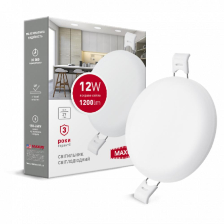 Світильник врізний MAXUS SP Edge, 12W, 4100K, 1200Lm, коло, Ø120 мм, 1-MSP-1241-C - 1