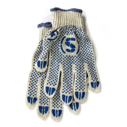 Трикотажні рукавички білі з ПВХ крапкою 7155