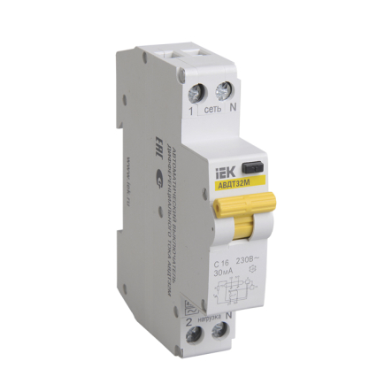 Дифференциальный автоматический выключатель IEK АВДТ-32М, С 25А, 30мА, MAD32-5-025-C-30 - 1