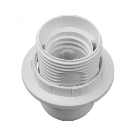 Патрон LEMANSO Е27 пластиковий, різьблення з кільцем білий / LM2512 - 1