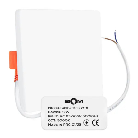 Светильник светодиодный встраиваемый Biom, UNI-2-S12W-5, 12W, 5000К, квадратный, 100х100х20мм - 1