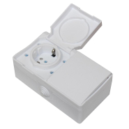 Розетка накладная TNSy SURFACE, 1-я, з/к + выкл.1-кл. IP54, белая, TNSy5001225