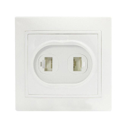 Розетка телефонная + компьютерная, белая, АСКО-УКРЕМ, РВcom-tfсб-FL-W