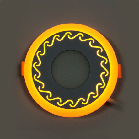 Панель LED Lemanso LM539, "Завитки" 6+3W з жовтим підсвічуванням, 540Lm, 4500K, коло, 160х30мм, 175-265V - 3