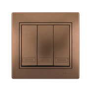 Вимикач Lezard MIRA триклавішний, світло-коричневий перламутр, 701-3131-109