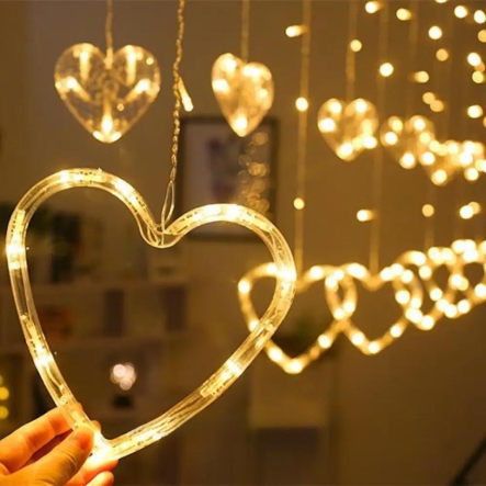 Гирлянда LED Сердца, 12 штук, 3x1м, AD-50562, Теплый свет