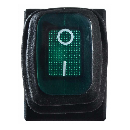 Перемикач 1 клав. вологозах. зелений з підсвічуванням KCD1-4-201WN GR/B 220V, АСКО-УКРЕМ, A0140040066 - 2