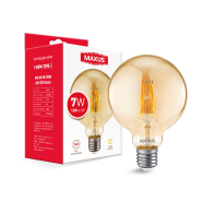 Лампа LED MAXUS 1-MFM-7095, 7 Вт, 2700K, E27, 220 В, G95, Golden