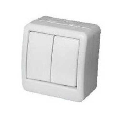 Выключатель 2-клавишный белый, белая кл, Venus Hermetic - 1