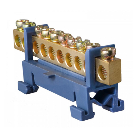 Нулевая шина с изолятором на Din-рейку АСКО-УКРЕМ ВС-510, 6х9 10 отверстий, A0150120034