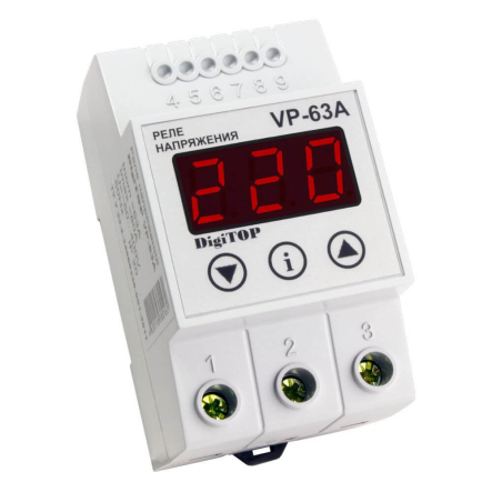Реле напряжения DigiTOP VP-63A, 63A, однофазное, цифровое - 1