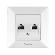 Розетка комп'ютерна RJ45 CAT5e,+телефон RJ11 CAT3 Panasonic Arkedia Slim біла, 04082WH