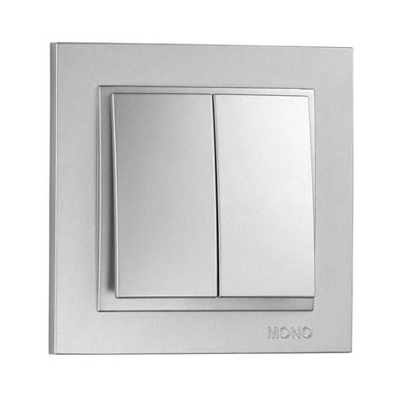 Вимикач 2 кл. Mono Electric, DESPINA, срібло, 102-212125-102 - 1