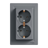 Розетка подвійна, із заземленням, Schneider Electric ASFORA, сталь, ЕРН9900162