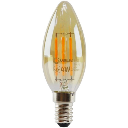 Лампа LED Filament VELMAX Amber C37 4 Вт, 2200K, E14, 220 В - 1