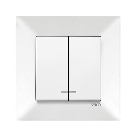 Вимикач 2 кл. з підсвідкою VIKO Meridian, 90970050-WH, білий - 1