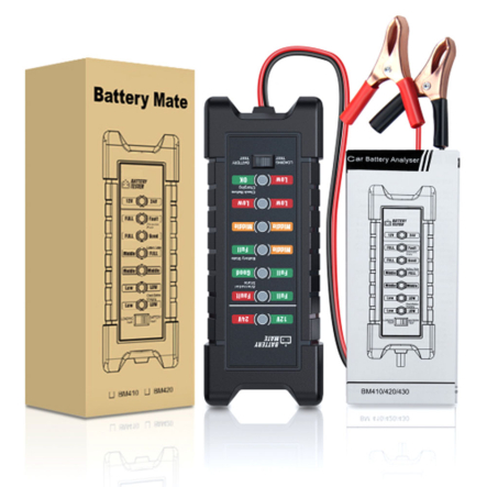 Тестер для аккумуляторных батарей BM-410 + крокодилы, 12V/24V, LED, Voltronic